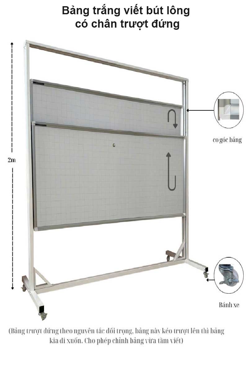 bảng trắng viết bút lông có chân trượt đứng